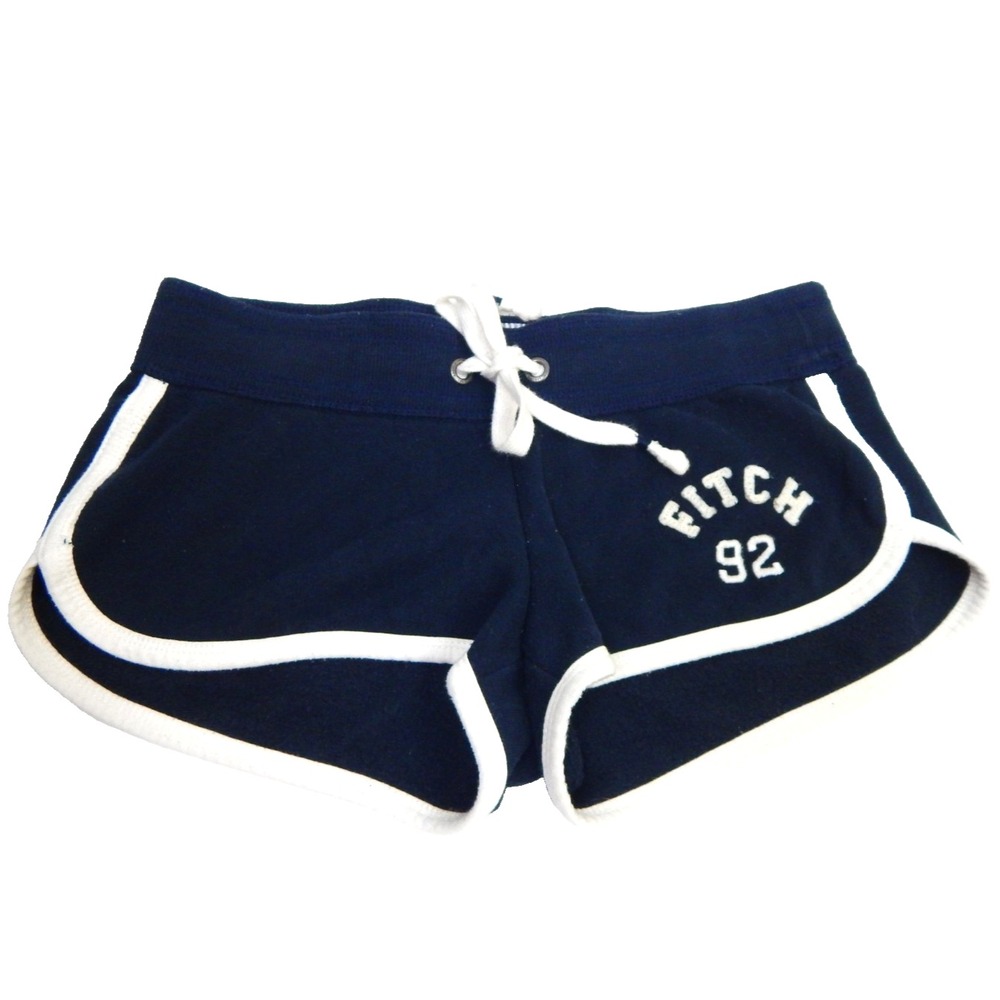 Abercrombie & Fitch XS Sweat Shorts Vintage Y2K Low Rise Micro Cheeky Logo Navy